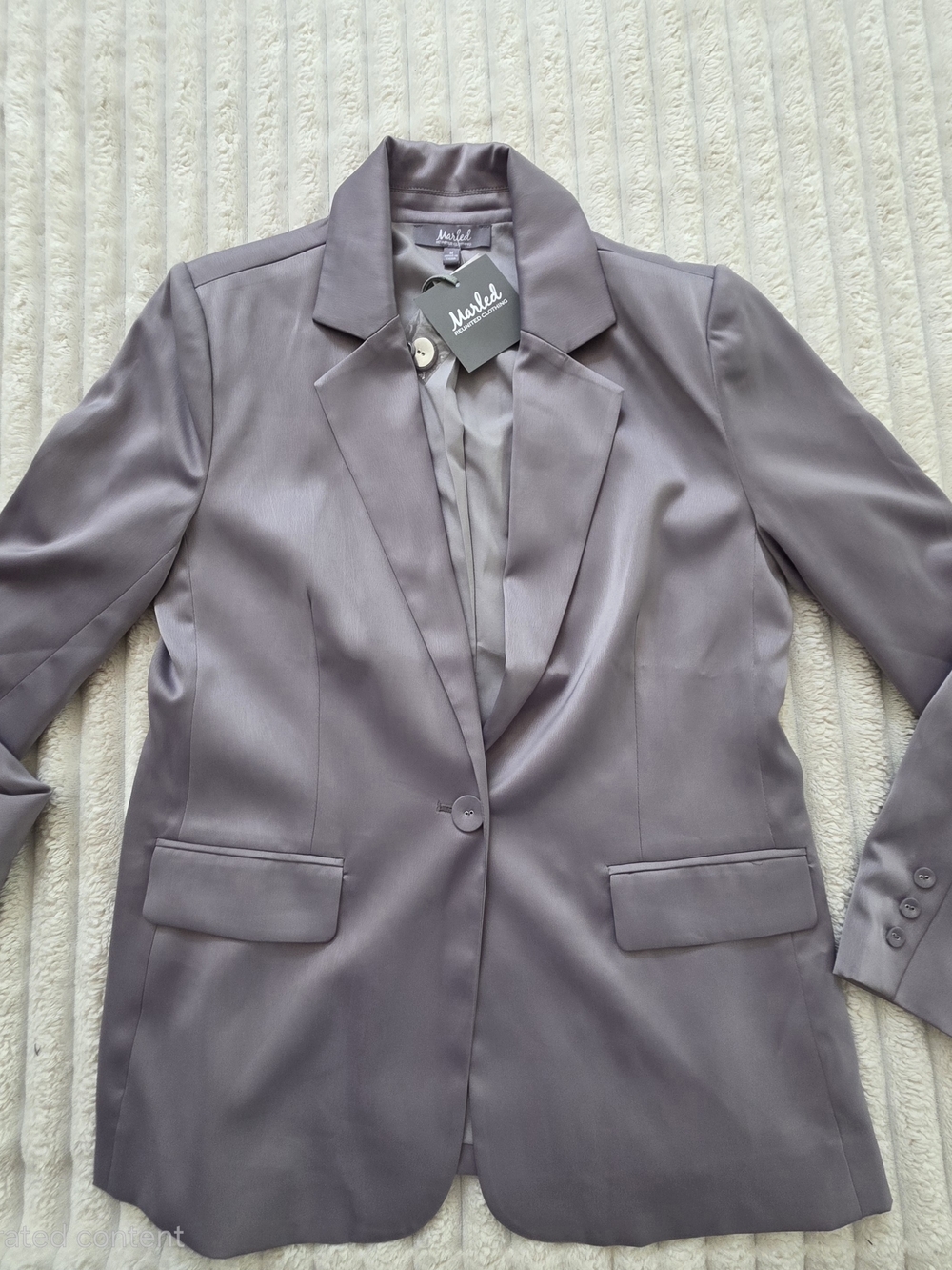 Marled Shiny Steel Single-Button Satin Blazer